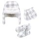 preview thumbnail 1 of 0, Hudson Baby Unisex Baby Trapper Hat, Mitten and Bootie Set, Gray White Plaid 0-6 Months - Gray White Plaid