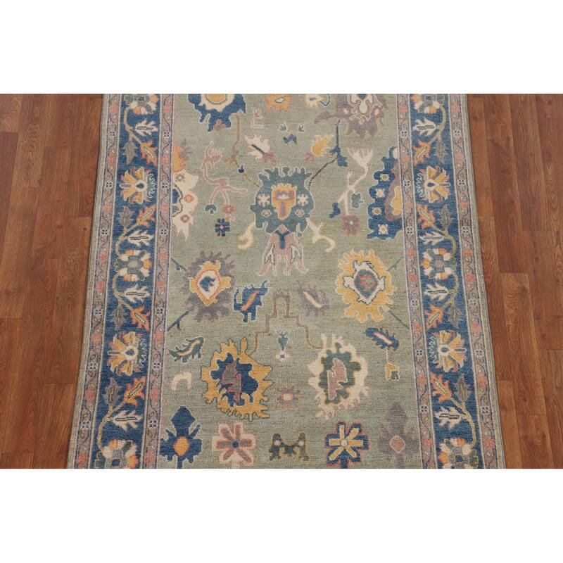 Sage Green Kazak Accent Rug Hand-Knotted Wool Carpet - 3'11" x 5'10"
