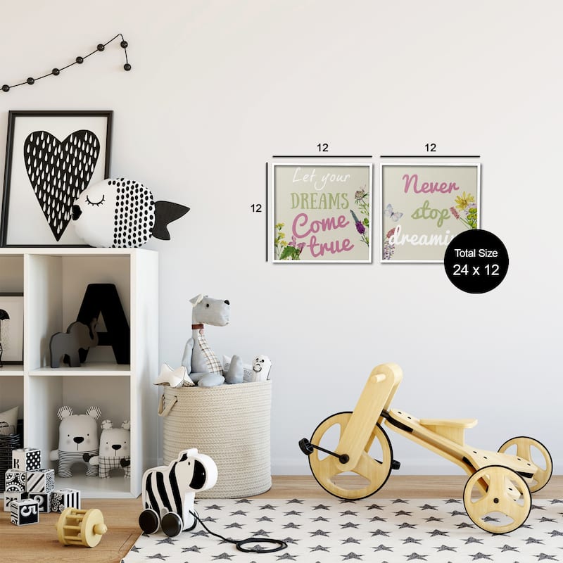 Stupell Motivational Dream Sentiments Framed Giclee Art Design By Kim Allen (Set of 2)