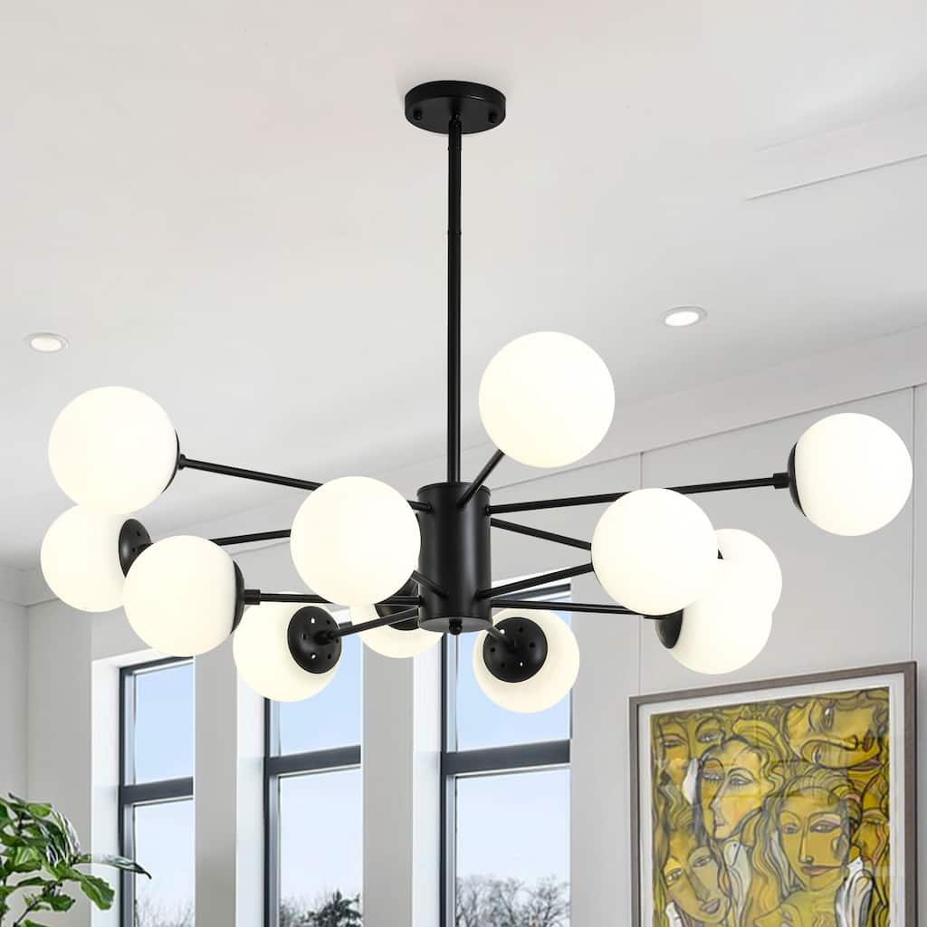 Matte Black 12-light Sputnik Chandelier