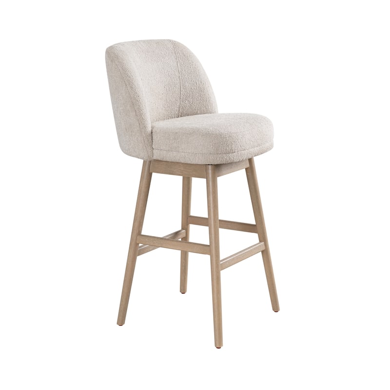 Sadie Modern Swivel Bar Stool, Upholstered Counter Height Chair with Solid Wood Frame