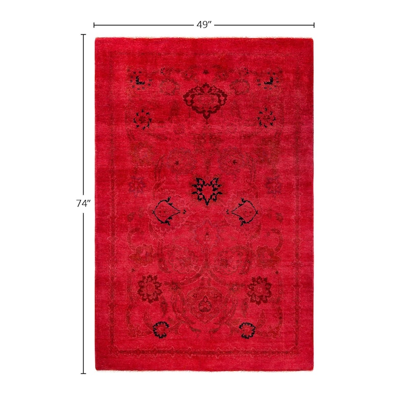 Contemporary Overdyed Wool Hand Knotted Area Rug - 4' 1" x 6' 2"