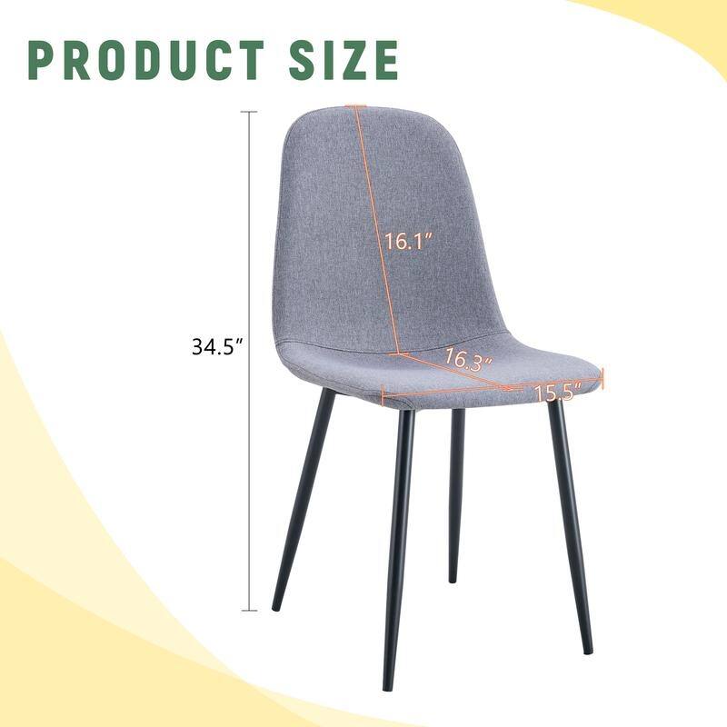 Set of 4 Modern Fabric & Metal Spoon Chairs - Minimalist Scandinavian Design