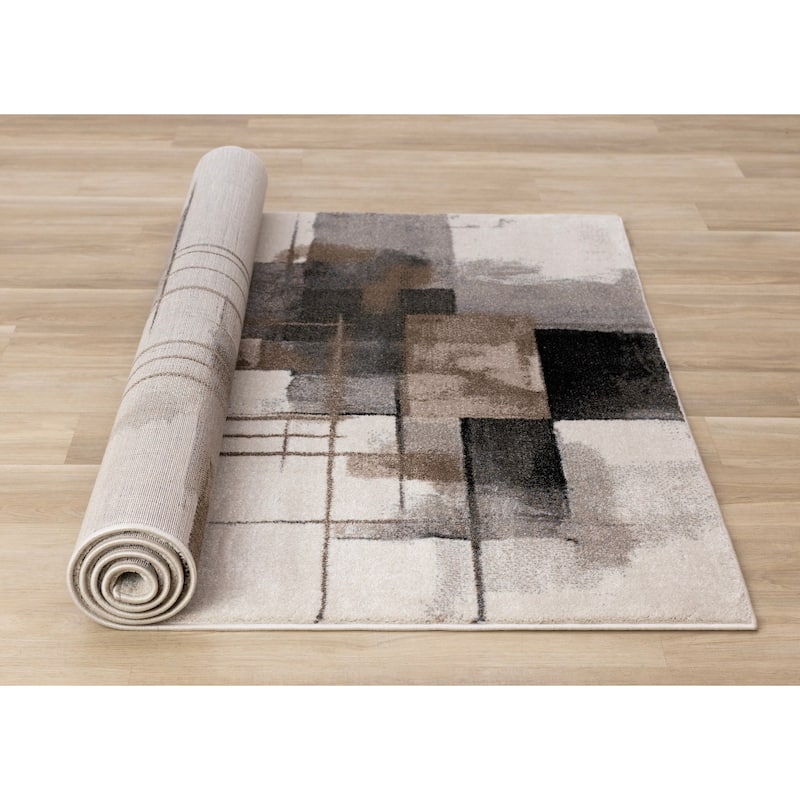 Shade White Black Taupe Brown Modern High-Traffic Rug