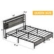preview thumbnail 36 of 75, Bed Frame with Charging Station and RGB LED Lights, Sturdy Platform Bed with Storage Headboard,