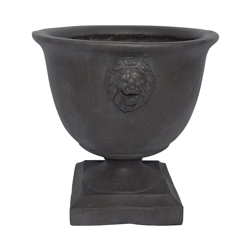 Simba Roman Lionhead Accents Chalice Lightweight Concrete Garden Urn Planter by Christopher Knight Home