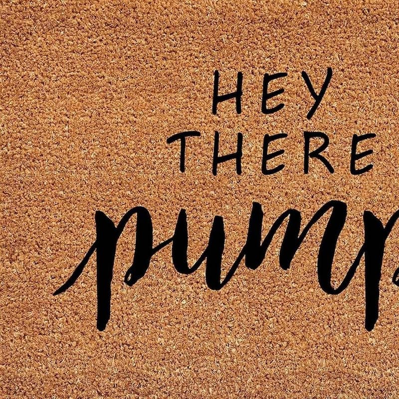 HomeRoots 17" X 29" Brown And Natural Fall Hey There Pumpkin Outdoor Coir Door Mat - 17.00' X '29.00
