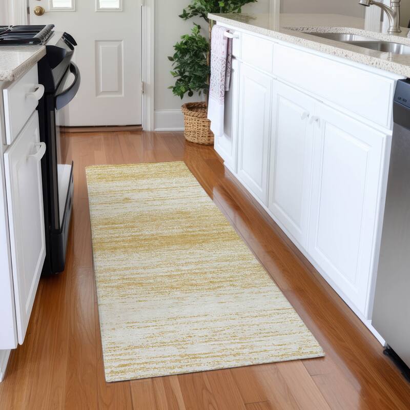 Premium Washable Super Soft Ombre Pixels Mayfield Rug - Gold - 2'3" x 7'6"