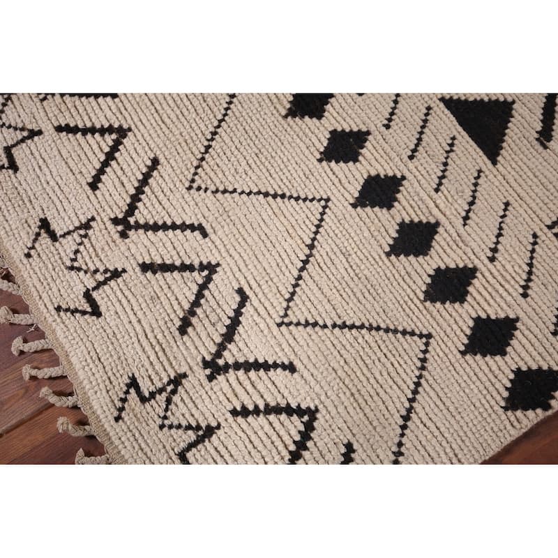 Striped Moroccan Oriental Accent Rug Hand-Knotted Wool Carpet - 3'0"x 5'3"