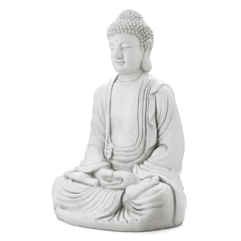 Glitzhome Zen-Style MgO Meditating Garden Buddha Statues Monk Sculpture Indoor Outdoor