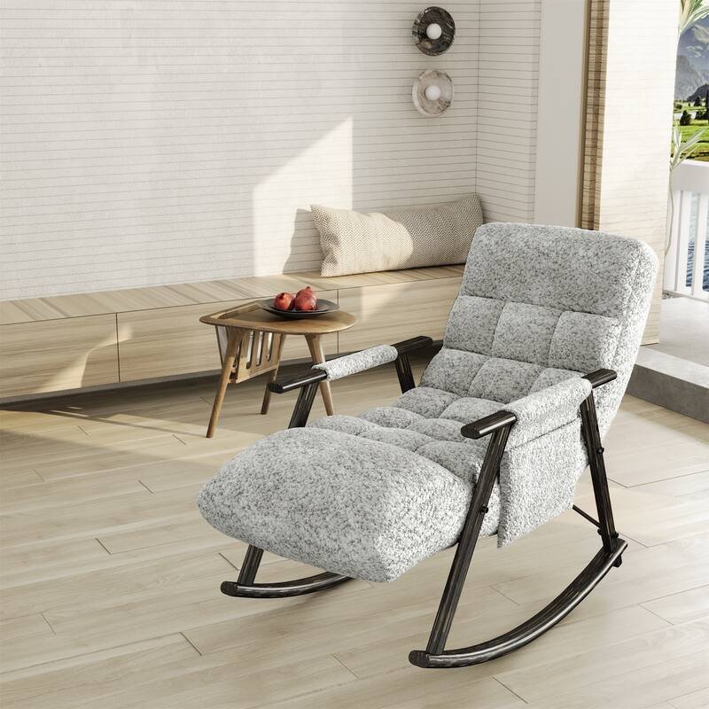 Casual Folding Rocking Chair Upholstered - Grey