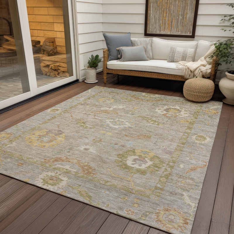 Machine Washable Indoor/ Outdoor Traditional Boho Chantille Rug