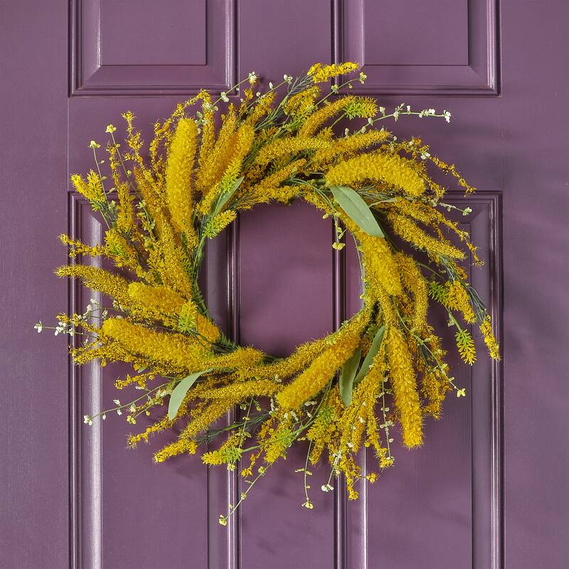 24" Wild Lavender Wreath - Yellow