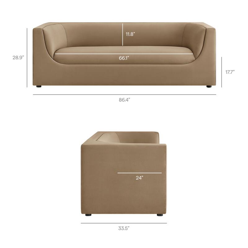 Hilda 86" Curved Back Performance Velvet Sofa