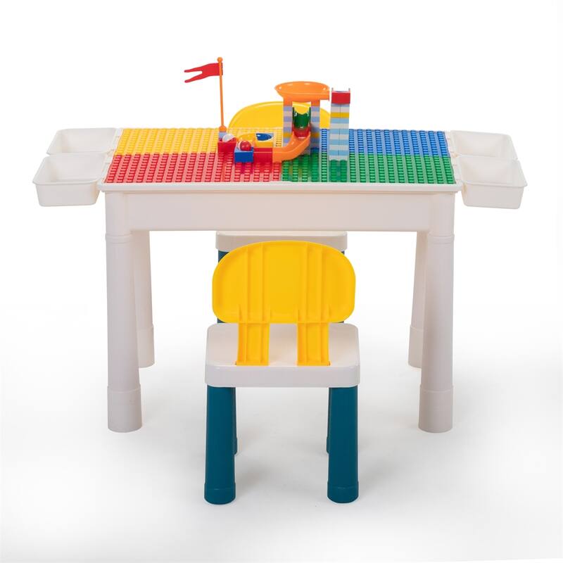 Children's Building Blocks Desk and Chair Set with DIY Building Blocks
