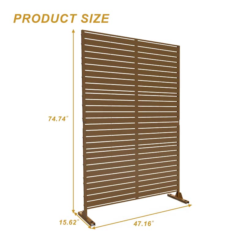 Free Standing Metal Privacy Screen Panel Decorative Outdoor Privacy Screen - 72"H x 47"W