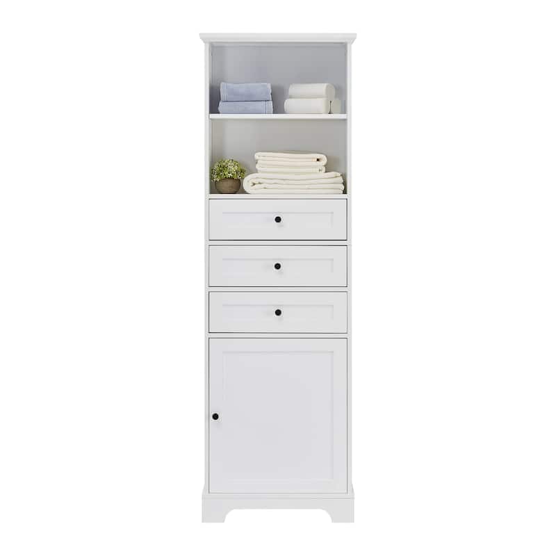 68" Tall Freestanding Bathroom Cabinet with 3 Drawers and Adjustable Shelves