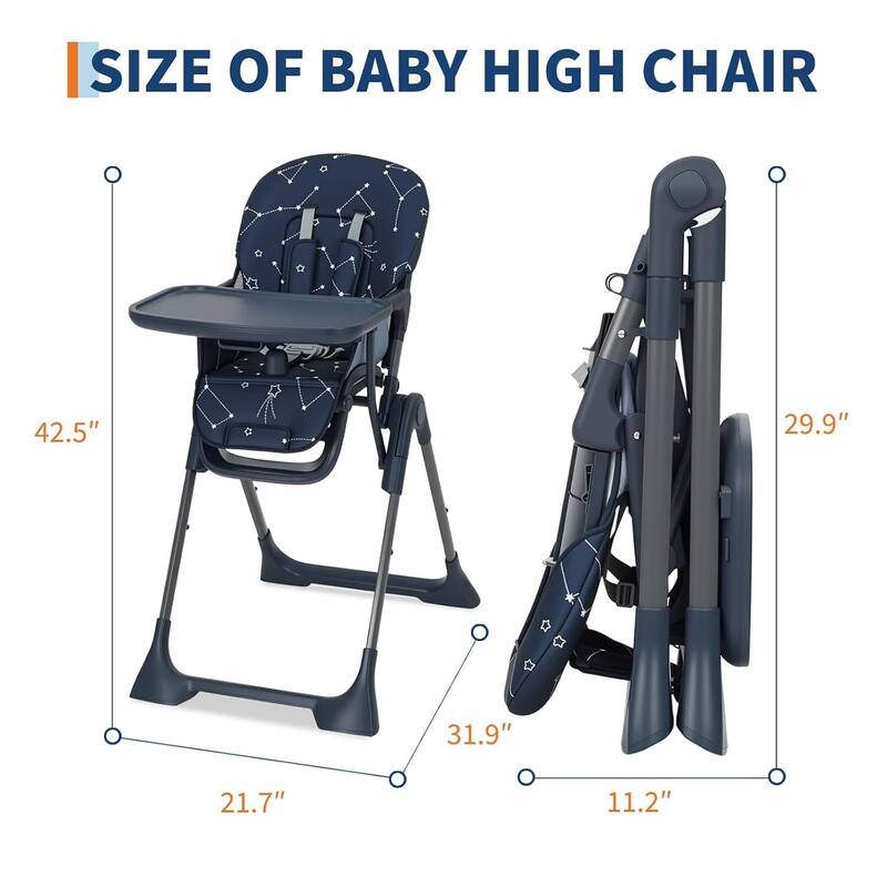 Adjustable Height Foldable Feeding Chairs for Babies and Toddlers