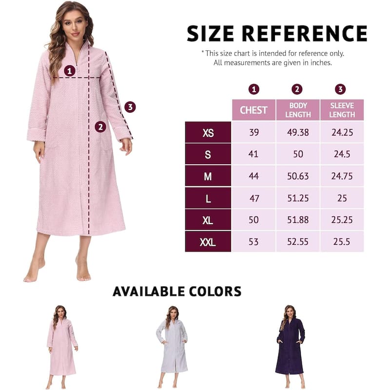 INK+IVY Women's Zip Front Embossed Plush Bathrobe