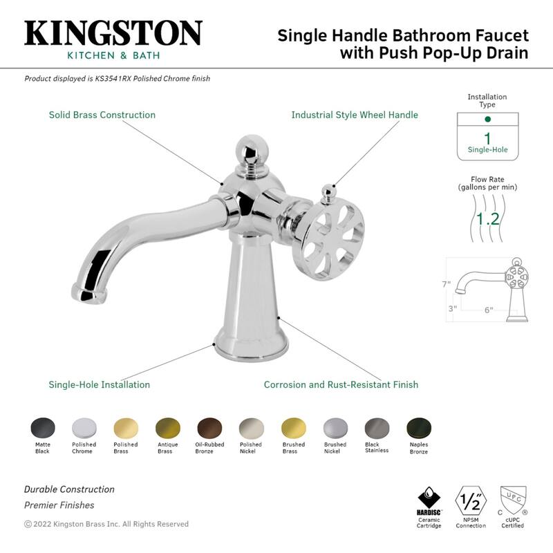 Kingston Brass Belknap Single Hole Bathroom Faucet