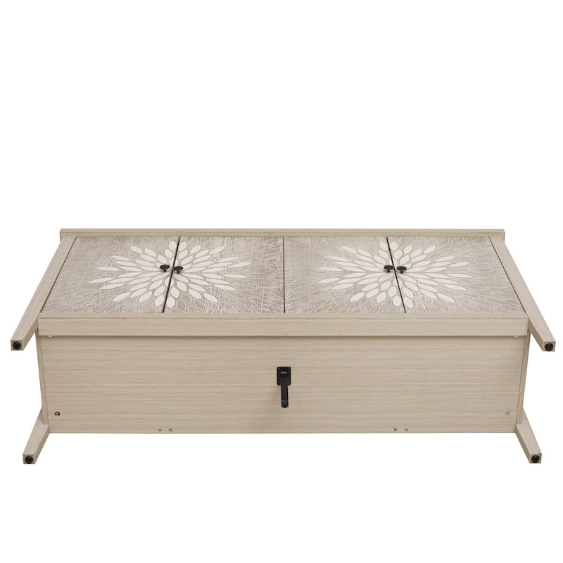 4 Door Carved Storage Cabinet, Multifunctional Wooden Sideboard Cabinet, Accent Cabinet with Adjustable Shelves & Support Feet