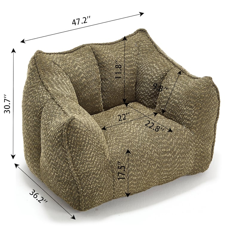Chenille Square Lounge Chair with Armrests and High Resilience Foam Seat