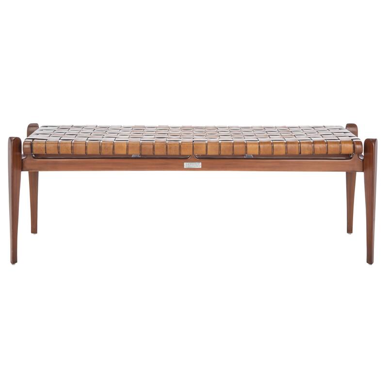 SAFAVIEH Couture Ciresila Leather Bench - 50.8" W x 16.5" D x 18.1" H - 51Wx17Dx18H
