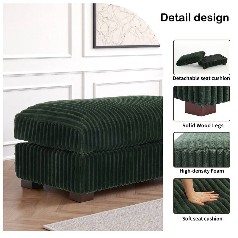 40" W Oversized Rectangle Plush Corduroy Ottoman