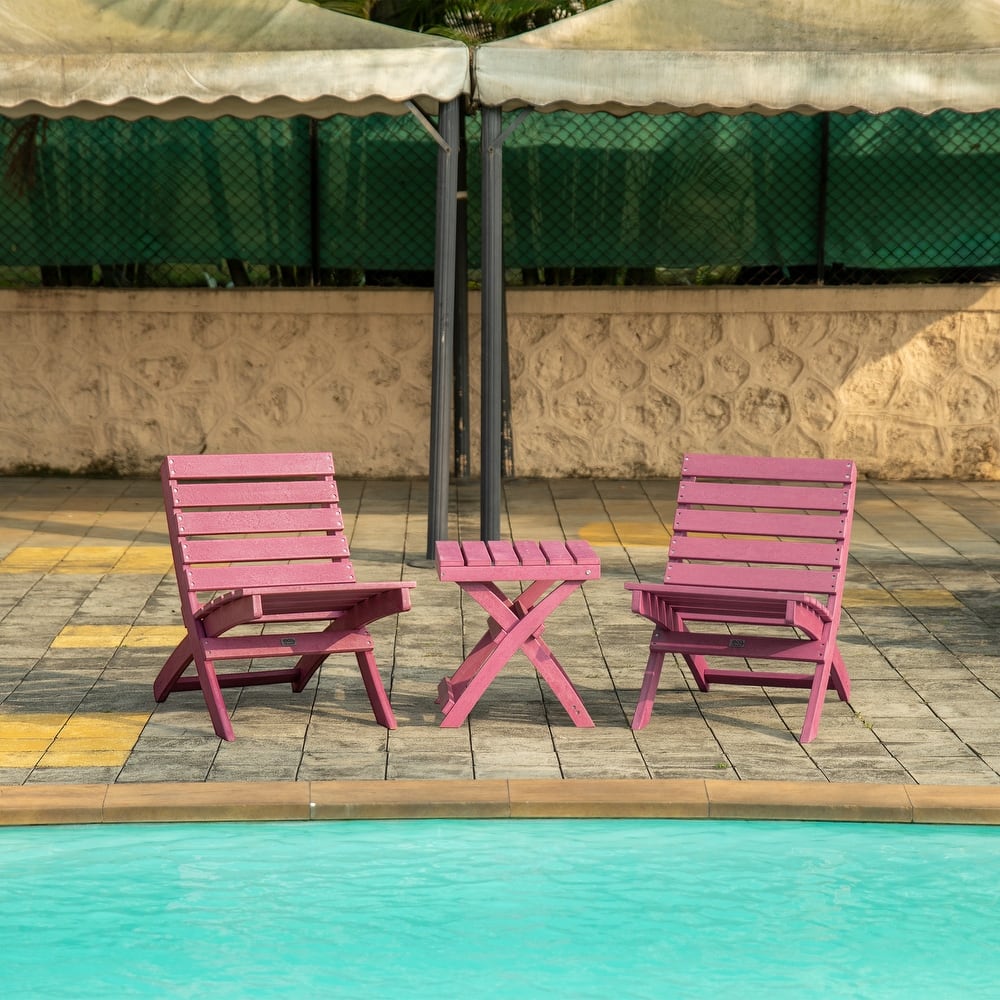 Grandcourt Quick Assembly All-Weather Outdoor Folding Patio Chair and Table Set - 3-piece