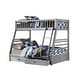 preview thumbnail 2 of 8, Twin over Full Solid Wood Bunk Bed with Ladder Gray