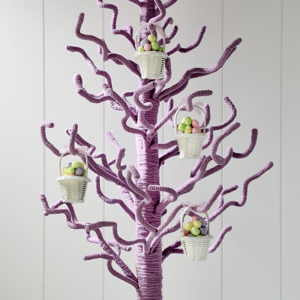 3" Easter Basket Ornament With Pastel Eggs Set of 2