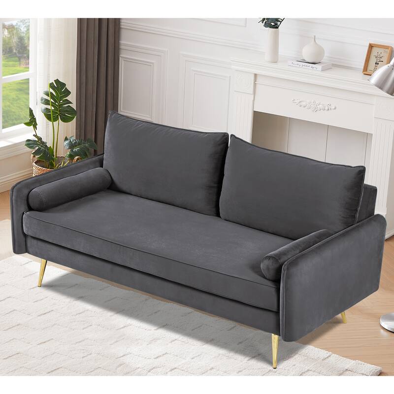 Villeda 70''W Polyester Square Arms Sofa - Grey