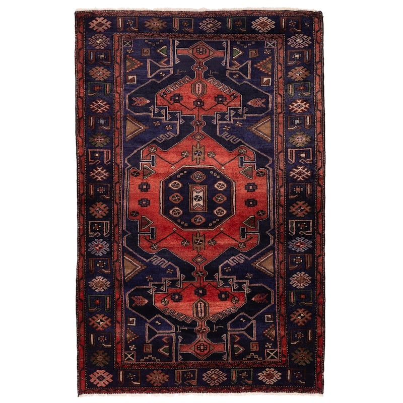 ECARPETGALLERY Hand-knotted Konya Anatolian Navy Wool Rug - 4'5 x 6'9
