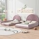 preview thumbnail 9 of 9, Separable Twin and Full Velvet Bed Set with Semicircular Headboard, Pink