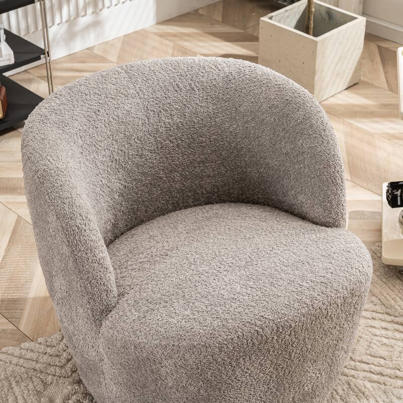 Swivel Accent Chair, Furry Round Barrel Chair