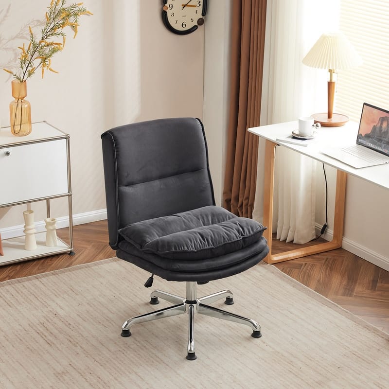 Upholstered Armless Polyester Fiber Task Office Chair