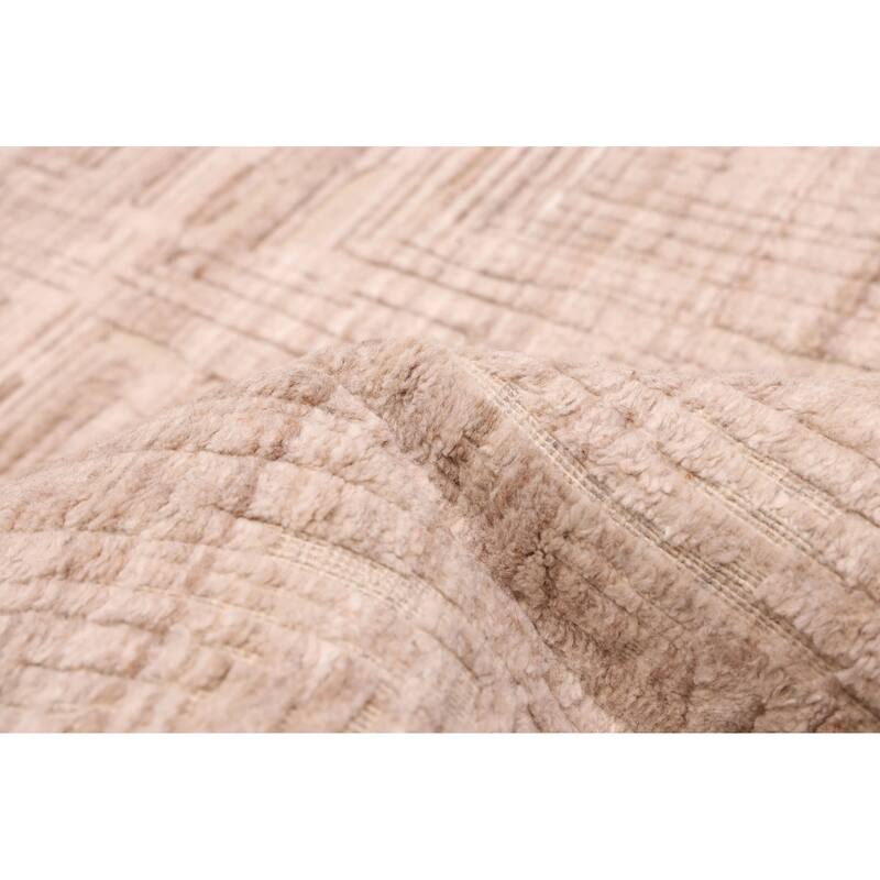 ECARPETGALLERY Hand Loomed Elysian Beige Wool Rug - 8'0 x 9'10