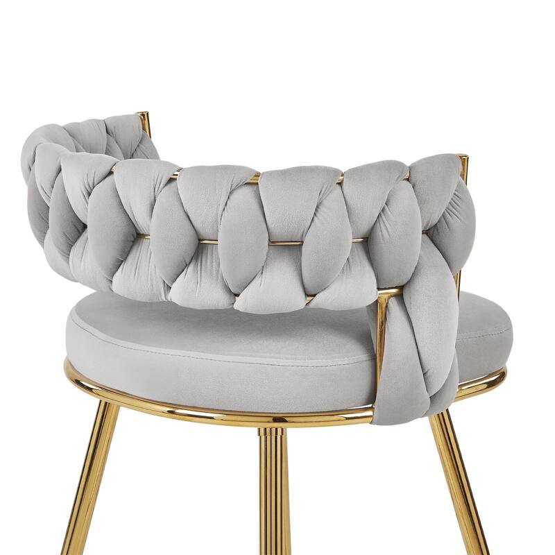 Javlergo Set of 2/4/6 Counter Height Bar Stools, 26.77" Upholstered Woven Back Bar Chairs with Armrests and Footrest