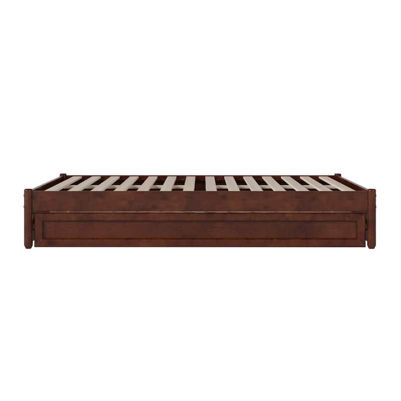 Barcelona Full Panel Platform Bed with Twin Trundle in Walnut