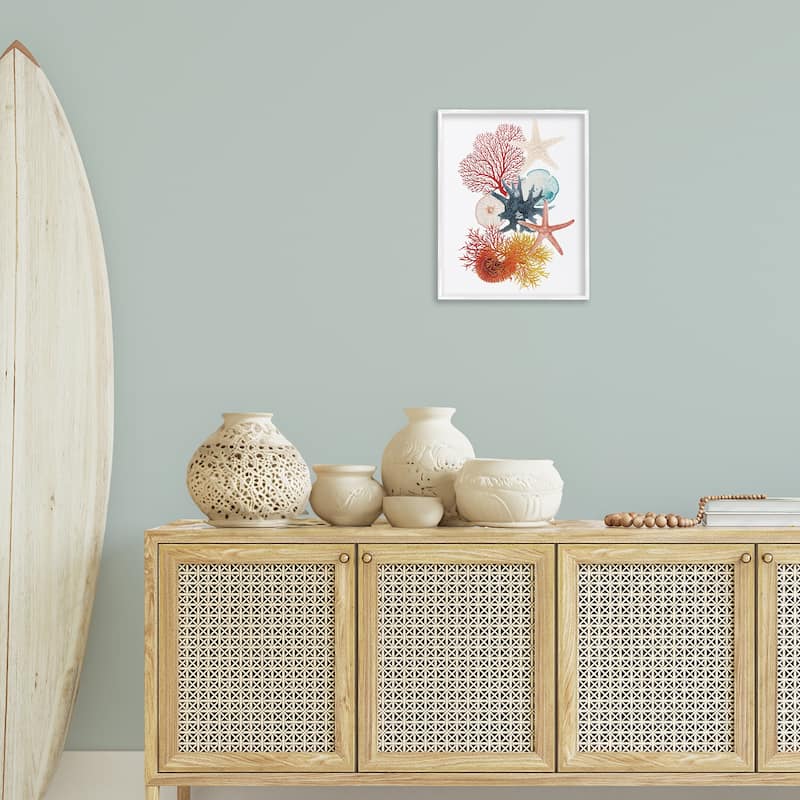 Stupell Coral & Undersea Creatures Framed Giclee Art Design By Ramona Murdock