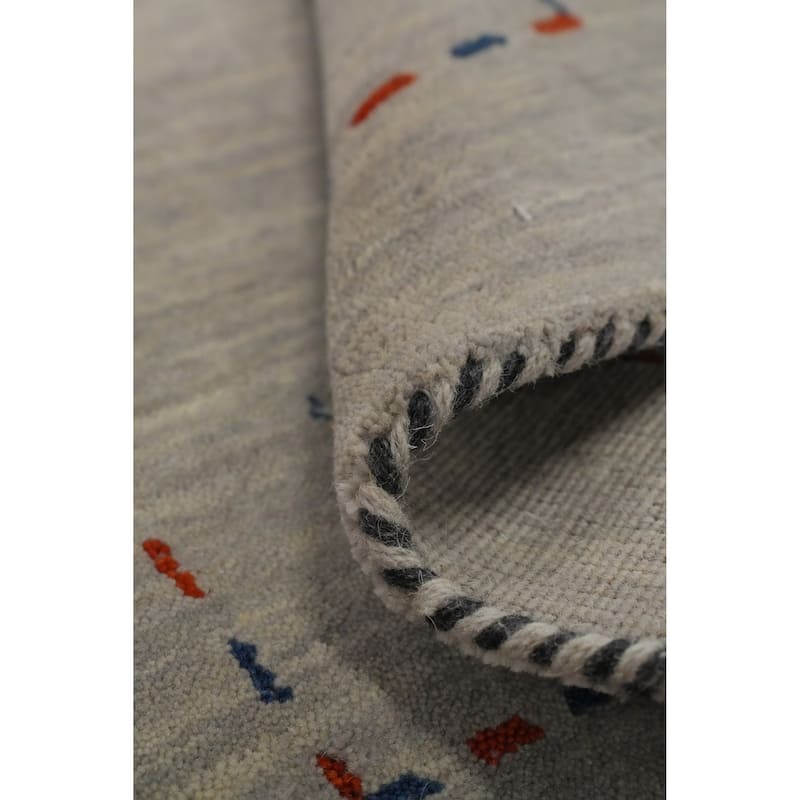 Hand Knotted Oriental 100% Wool Carpet Tribal Animal Pictorial Greys & Charcoal Gabbeh Area Rug - 4' 0'' X 2' 0''