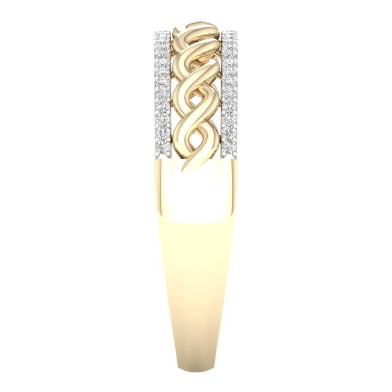 1/6ct TDW Diamond Cuban Link Ring in 10K Gold for Men