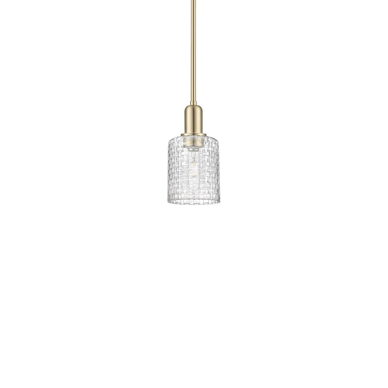 Innovations Lighting 716-1S-10-5 Cobbleskill Pendant Cobbleskill 5" - Champagne Bronze / Clear Basket Weave