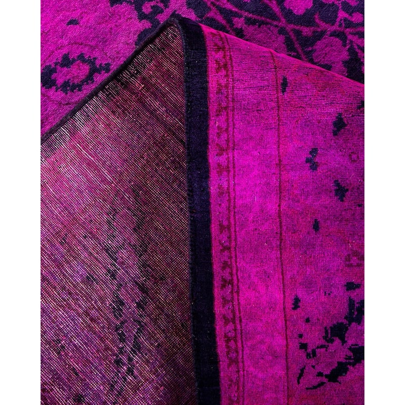 Overton Hand Knotted Wool Vintage Inspired Modern Contemporary Overdyed Purple Area Rug - 6' 2" x 9' 2"