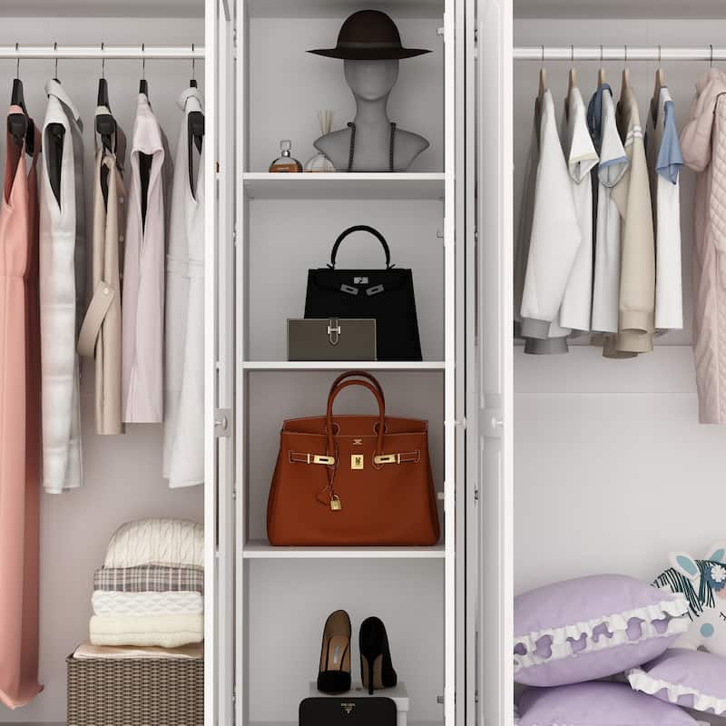78.7"H Combo Twin Wardrobe Set Elegance Meets Utility Armoires Closet