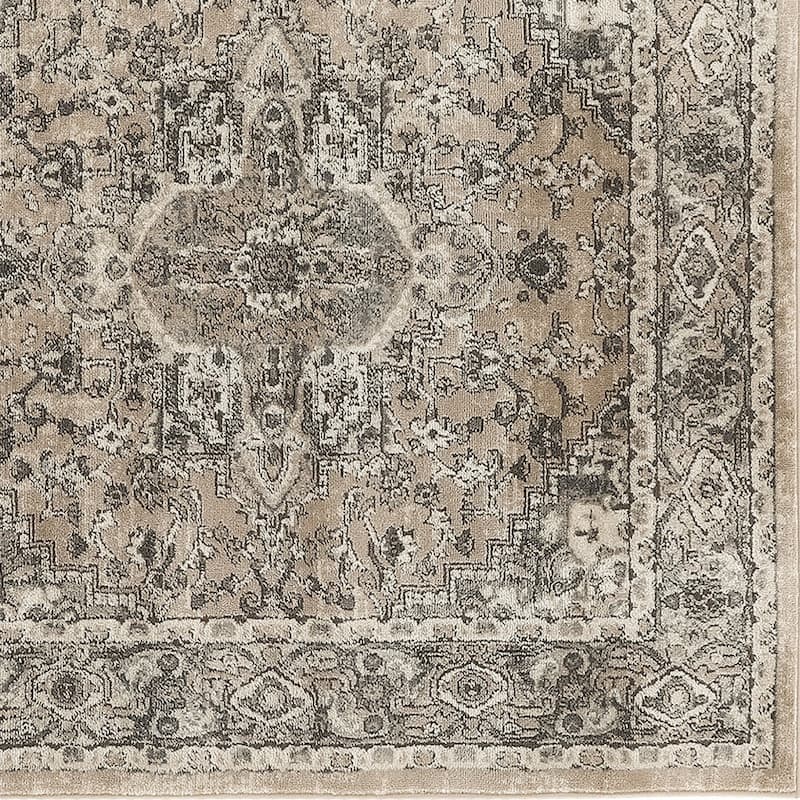Makos Power Loomed Distressed Geometric Traditional Durable Area Rug By HomeRoots - 60' X '60' X '0.32