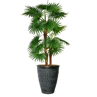 Vintage Home Artificial Faux Real Touch 5.67 Feet Tall Fan Palm Tree ...