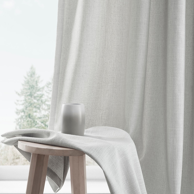 Exclusive Fabrics Basic Faux Linen Curtain Pair - 2 Panels - Light Filtering Window Curtains
