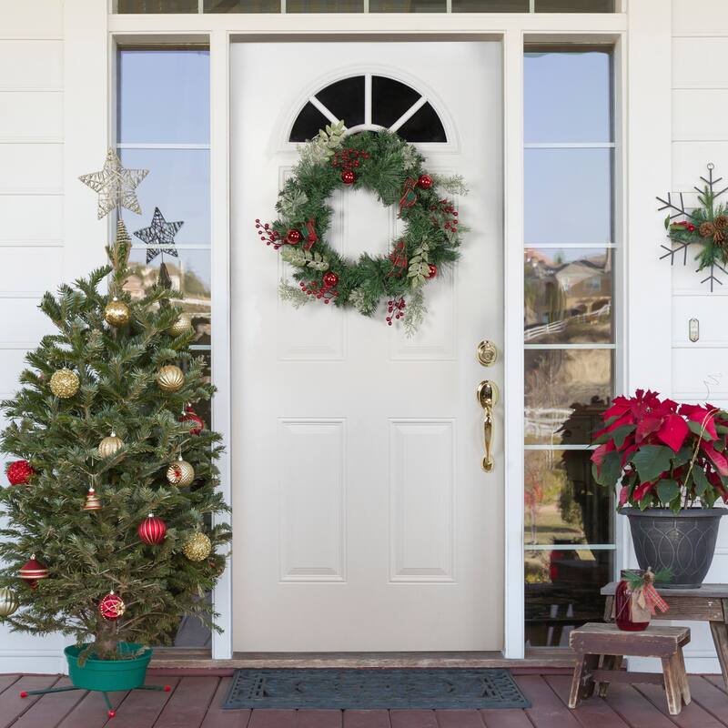 Decorated Frosted Pine Pine Cone Artificial Christmas Wreath 24" Unlit