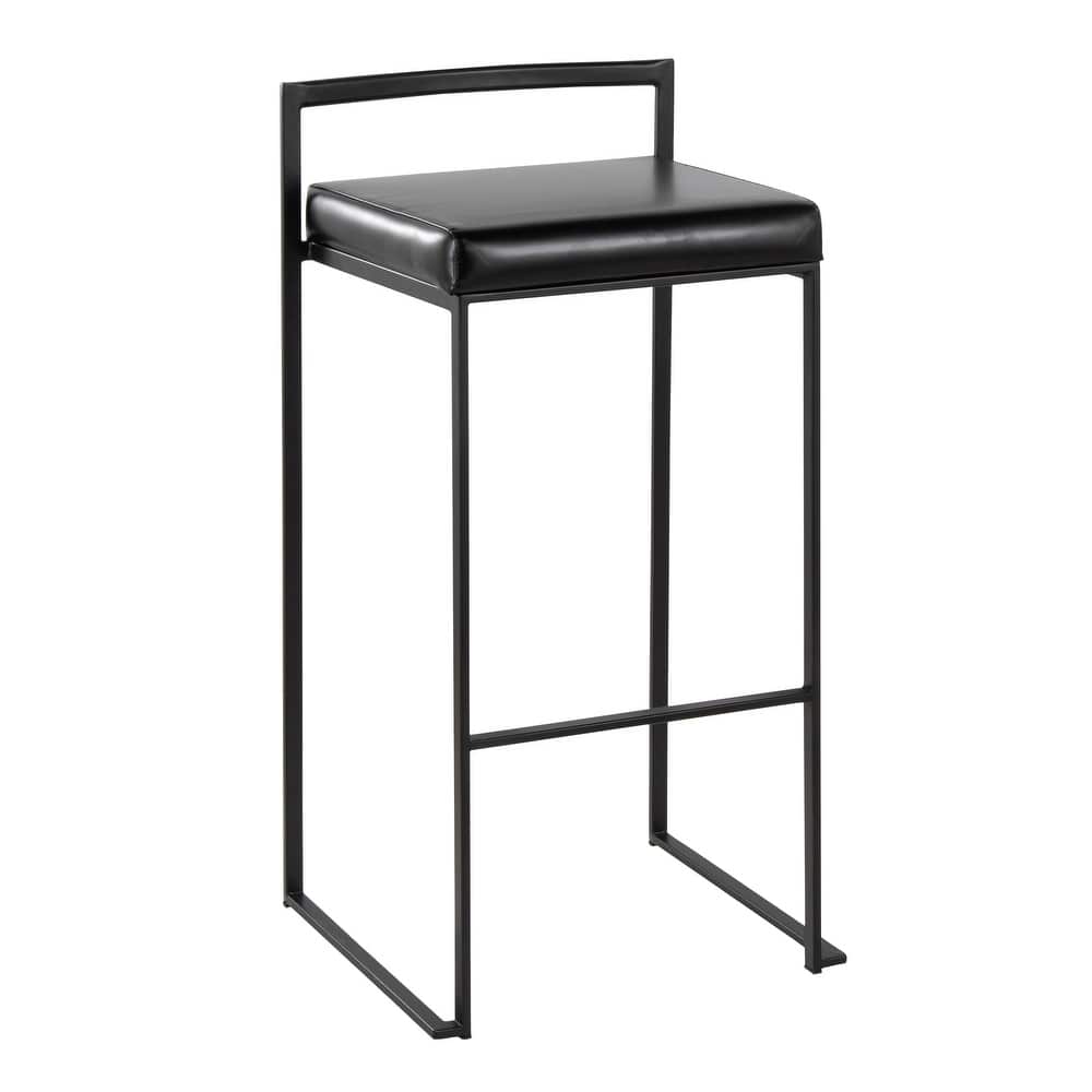 Porch & Den Forrest 30" Black Stackable Fully Welded Bar Stool (Set of 2)